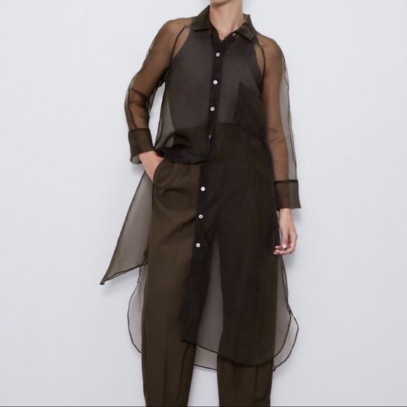 ZARA Long Organza Shirt - Picture 4 of 11